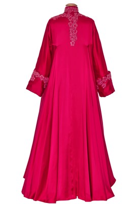 Lot 64 - Madonna's pink satin evening coat worn in the role of Eva Peron, for the film 'Evita', 1996
