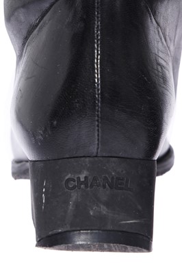 Lot 15 - A pair of Chanel black lambskin leather boots, circa 2002