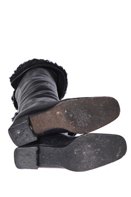 Lot 15 - A pair of Chanel black lambskin leather boots, circa 2002