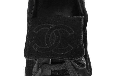 Lot 30 - A pair of Chanel black leather combat boots, early 2000s