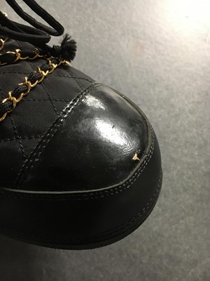 Lot 8 - A pair of Chanel chain-festooned moon boots, Autumn-Winter 1993-94