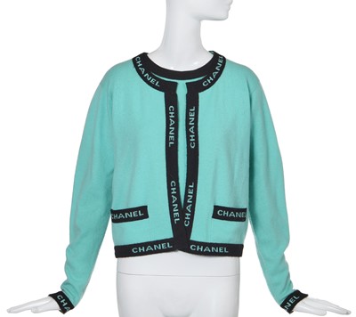 Lot 12 - A Chanel turquoise knit twinset, early 1990s