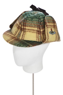 Lot 199 - A Vivienne Westwood tweed deer-stalker hat, 'Time Machine' collection, Autumn-Winter 1988-89
