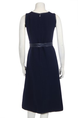 Lot 259 - An André Courrèges navy wool and vinyl dress, early 1970s