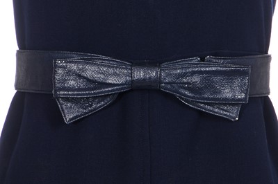 Lot 259 - An André Courrèges navy wool and vinyl dress, early 1970s