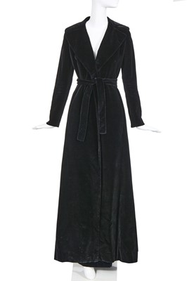 Lot 181 - A Halston black velvet evening coat and matching maxi-skirt, 1970s