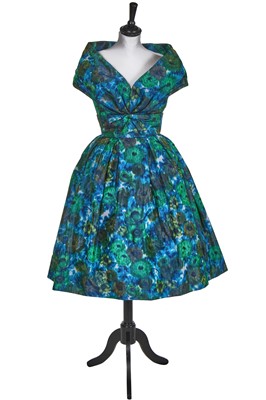 Lot 111 - A Christian Dior for export chiné taffeta cocktail dress, circa 1956