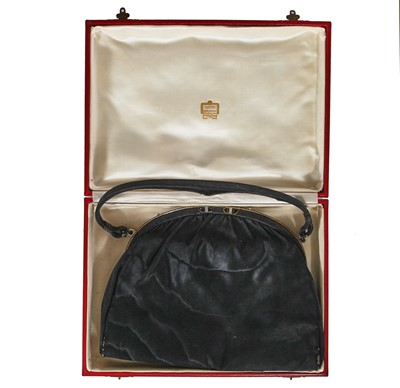 Lot 350 - A Cartier black moiré evening bag in original box, 1930s