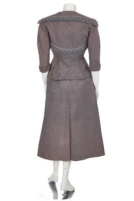 Lot 331 - A Marcel Rochas grey repped silk cocktail suit, late 1940s