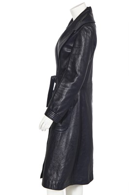Lot 255 - A Pierre Cardin black leather coat, early 1970s