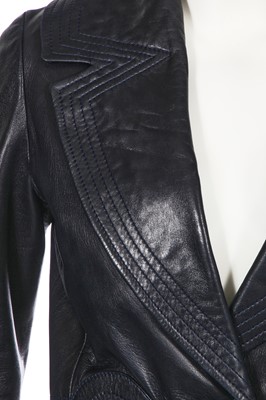 Lot 255 - A Pierre Cardin black leather coat, early 1970s