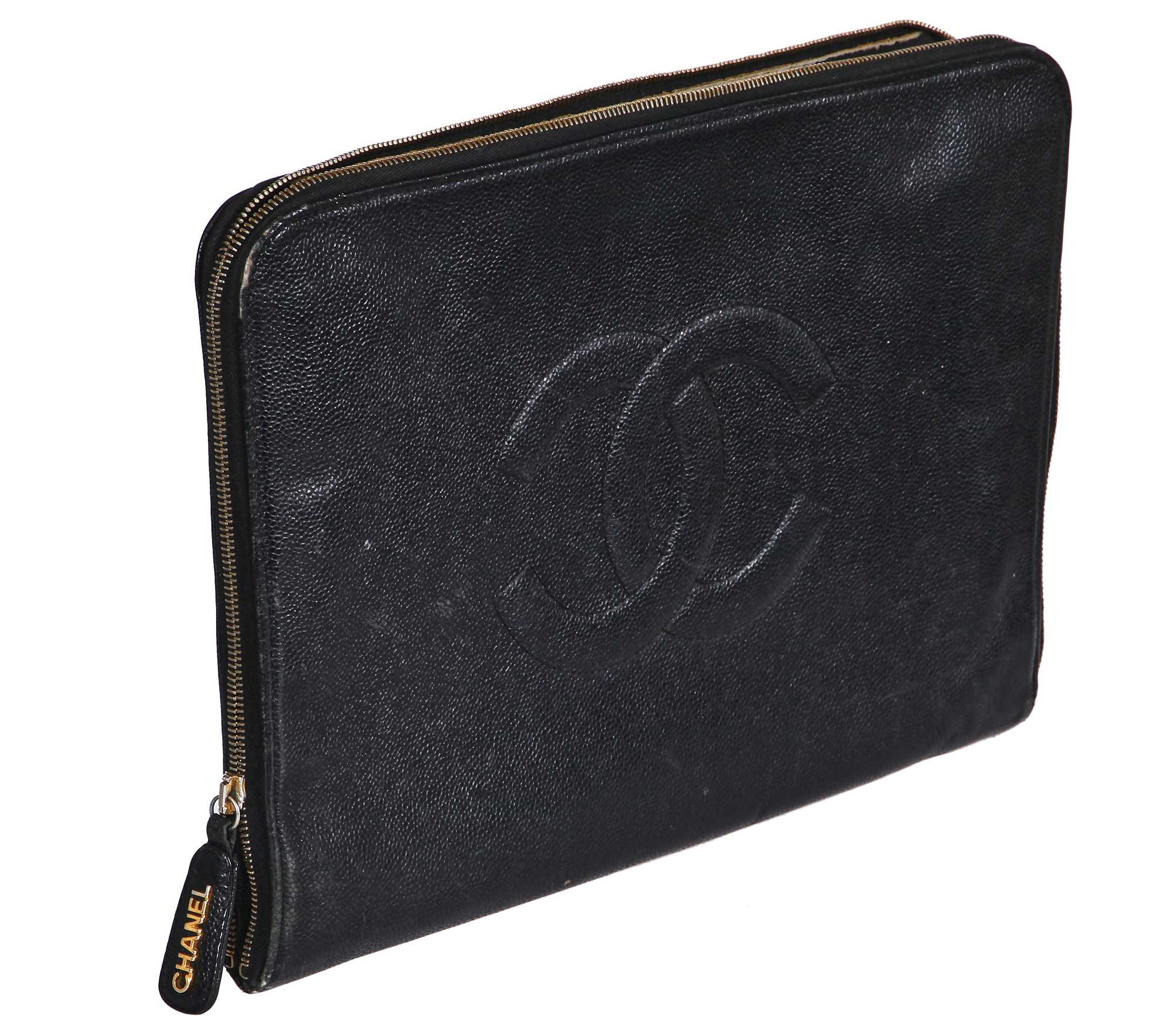 Lot 23 - A rare Chanel document case in caviar leather, 1980s-early 90s
