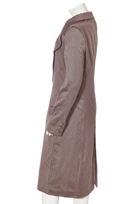 Lot 66 - An Alexander McQueen pink and green striped rayon gabardine coat, late 1990s-early 2000s