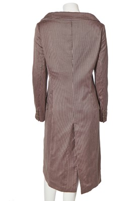 Lot 66 - An Alexander McQueen pink and green striped rayon gabardine coat, late 1990s-early 2000s