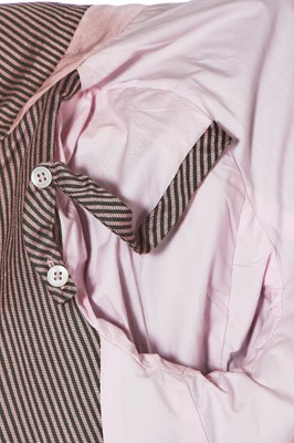Lot 66 - An Alexander McQueen pink and green striped rayon gabardine coat, late 1990s-early 2000s