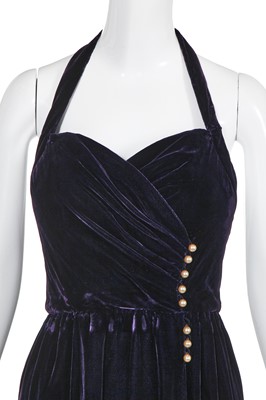 Lot 31 - A Chanel deep purple velvet halterneck dress, late 1980s-early 1990s