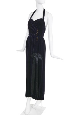 Lot 31 - A Chanel deep purple velvet halterneck dress, late 1980s-early 1990s