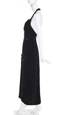 Lot 31 - A Chanel deep purple velvet halterneck dress, late 1980s-early 1990s