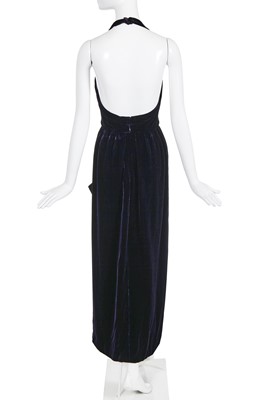Lot 31 - A Chanel deep purple velvet halterneck dress, late 1980s-early 1990s