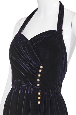 Lot 31 - A Chanel deep purple velvet halterneck dress, late 1980s-early 1990s