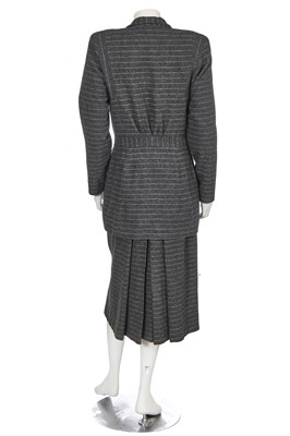 Lot 330 - A Louis Levy Utility pinstriped grey wool ensemble circa 1946