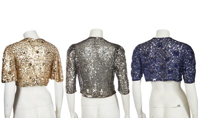 Lot 341 - Three sequinned tulle boleros, 1930s