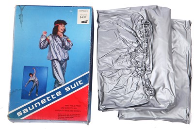 Lot 209 - A Saunette exercise tracksuit in silver PVC, uni-sex, 1980s