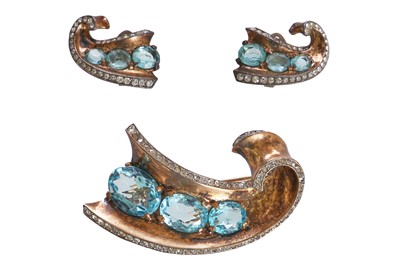 Lot 66 - Madonna's Trifari brooch and earrings, 1940s worn in the role of Eva Peron in the film 'Evita', 1996