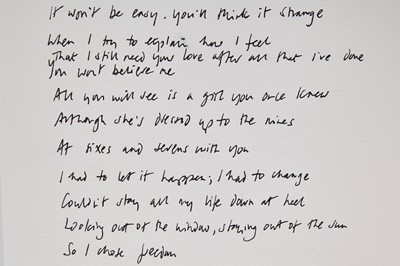 Lot 65 - Handwritten lyrics by Sir Tim Rice  for 'Don't Cry for me Argentina'