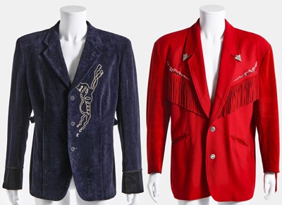 Lot 62 - A Kansai Yamamoto man's red suede and wool rodeo jacket, 1980s