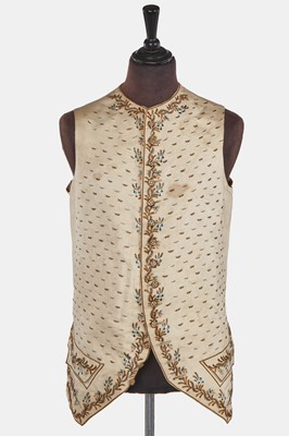 Lot 2 - A gentleman's ivory silk embroidered waistcoat, 1770s