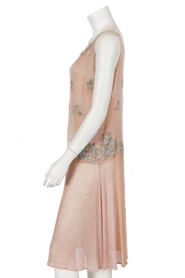 Lot 364 - A beaded peach muslin bridesmaid/flapper dress, circa 1928