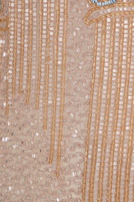 Lot 364 - A beaded peach muslin bridesmaid/flapper dress, circa 1928