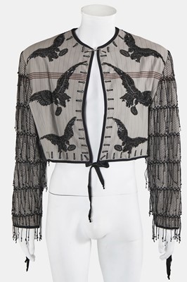 Lot 49 - A Jean Paul Gaultier men's beaded pinstripe jacket, ‘La Concierge Est Dans L'Escalier/The Modern Retros’ collection, Spring-Summer 1988
