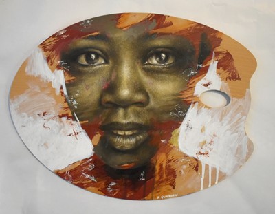 Lot 78 - Dale Grimshaw portrait commission:  oils on canvas by the internationally acclaimed figurative and street artist, as featured on BBC TV’s Tinie Tempah’s Extraordinary Portraits.