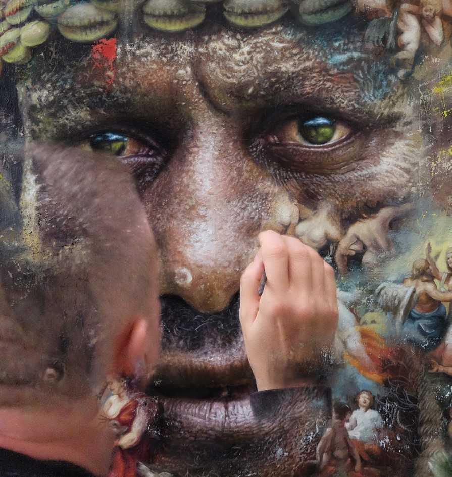 Lot 78 - Dale Grimshaw portrait commission:  oils on canvas by the internationally acclaimed figurative and street artist, as featured on BBC TV’s Tinie Tempah’s Extraordinary Portraits.