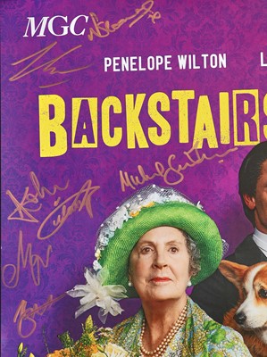 Lot 97 - Tom Rand: three costume designs for Penelope Wilton in her role as Queen Elizabeth, The Queen Mother in 'Backstairs Billy' and a theatre poster signed by members of the cast