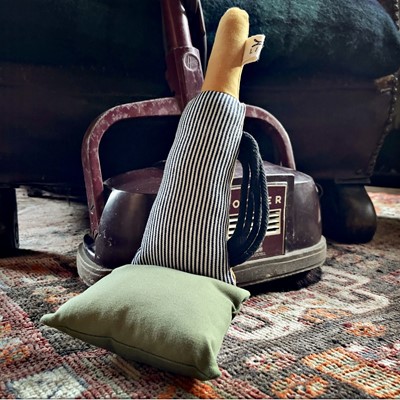 Lot 96 - Canine Couture: Set of handcrafted LISH London squeaky luxury dog toys - vacuum, broom & mop