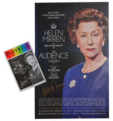Lot 79 - Dame Helen Mirren DBE: a signed programme and signed rare poster for the Broadway theatre production of ''The Audience' (2015)