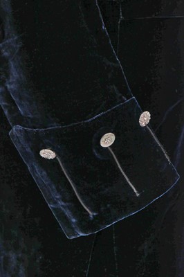 Lot 101 - Jeremy Irons: a navy velvet court livery, circa 1910, a family heirloom, donated by the actor