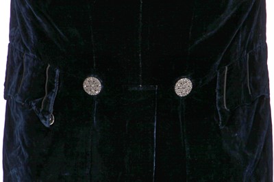 Lot 101 - Jeremy Irons: a navy velvet court livery, circa 1910, a family heirloom, donated by the actor