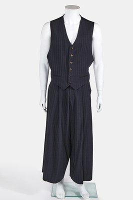 Lot 42 - A Jean Paul Gaultier man's navy pinstripe gaberdine ensemble, circa 1986