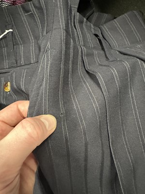 Lot 42 - A Jean Paul Gaultier man's navy pinstripe gaberdine ensemble, circa 1986