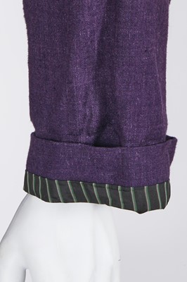 Lot 65 - A Jean Paul Gaultier man's purple linen double-breasted suit, 'The Story of Man' collection, Spring-Summer 1986