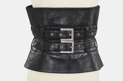 Lot 141 - A Hardy Amies man's black leather waist cincher, 1990s-2000s