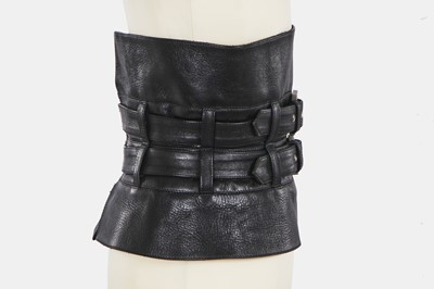Lot 141 - A Hardy Amies man's black leather waist cincher, 1990s-2000s