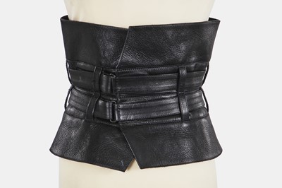 Lot 141 - A Hardy Amies man's black leather waist cincher, 1990s-2000s