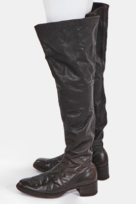 Lot 141 - A Hardy Amies man's black leather waist cincher, 1990s-2000s