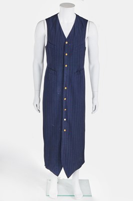 Lot 80 - A Jean Paul Gaultier man's navy pinstripe wool blend long waistcoat, probably 'Andro Jeans' collection, Spring-Summer 1993
