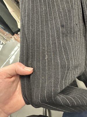 Lot 120 - A Jean Paul Gaultier grey pinstripe wool blend jumpsuit ensemble, circa 1997